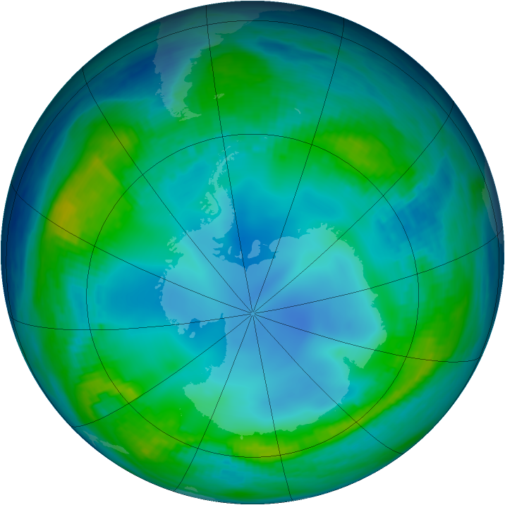 Antarctic ozone map for 21 May 1985